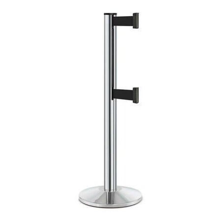 Lavi Industries Retractable Belt Barrier, Black, 7 ft Length, 40 in Post Height 50-3000DL/CL/BK